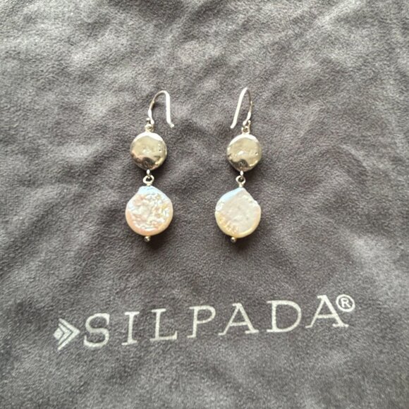 Silpada "Bold As Ice" Earrings  Sterling Silver, Swarovski Crystals, Pearl W3191 - Picture 3 of 5